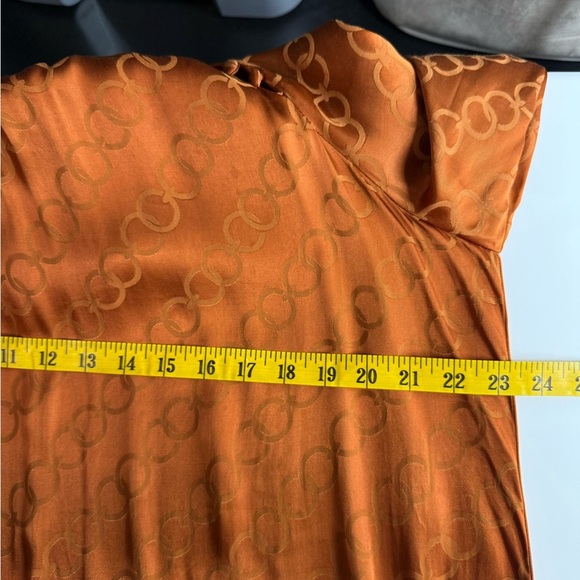 MANGO Women’s Mock-neck Long Sleeve Flowy Long Dress in Copper Sz M - Picture 12 of 13